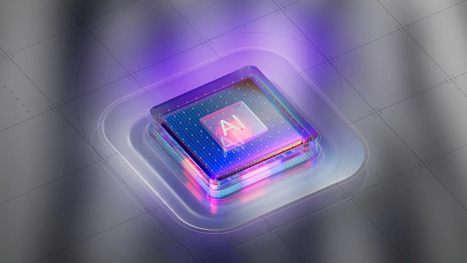 A square object with “AI” written on it.